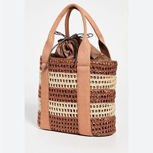 Caterina Bertini Nylon Straw Striped Tote Bag